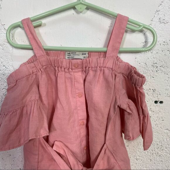 Zara Girls Casual Collection Pink Cold Shoulder Tie Front Dress 5 - Picture 4 of 13